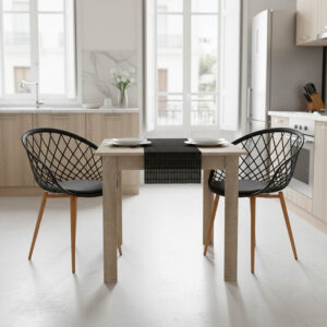 Τραπεζαρία Manka-Ezra haroma σετ 3τεμ σε sonoma-μαύρη απόχρωση 80x80x77εκ