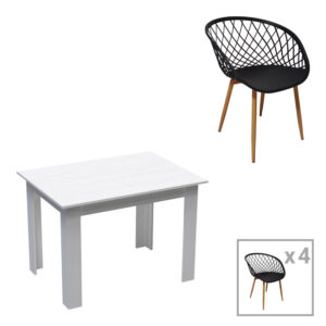 Τραπεζαρία Manka-Ezra haroma σετ 5τεμ σε λευκή απόχρωση 110x80x77εκ