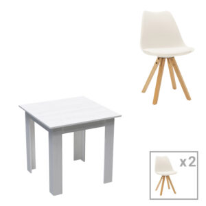 Τραπεζαρία Manka Ι-Caron haroma σετ 3τεμ σε λευκή απόχρωση 80x80x77εκ