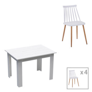 Τραπεζαρία Manka-Aurora I haroma σετ 5τεμ σε λευκή απόχρωση 110x80x77εκ