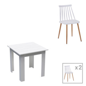 Τραπεζαρία Manka Ι-Aurora I haroma σετ 3τεμ σε λευκή απόχρωση 80x80x77εκ