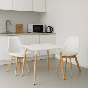 Τραπεζαρία Natali-Gaston haroma σετ 3τεμ σε λευκή απόχρωση 80x80x76εκ