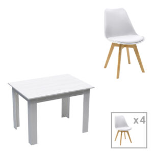 Τραπεζαρία Manka-Gaston haroma σετ 5τεμ σε λευκή απόχρωση 110x80x77εκ