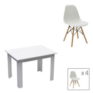 Τραπεζαρία Manka-Julita haroma σετ 5τεμ σε λευκή απόχρωση 110x80x77εκ