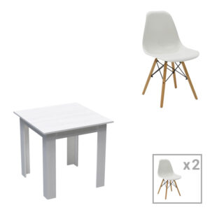 Τραπεζαρία Manka-Julita haroma σετ 3τεμ σε λευκή απόχρωση 80x80x77εκ