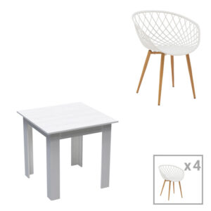 Τραπεζαρία Manka-Ezra haroma σετ 3τεμ σε λευκή απόχρωση 80x80x77εκ