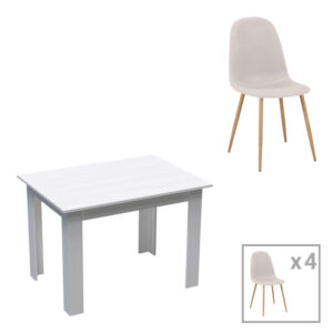 Τραπεζαρία Bella-Manka haroma σετ 5τεμ σε λευκή απόχρωση 110x80x77εκ