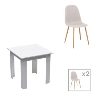 Τραπεζαρία Bella-Manka haroma σετ 3τεμ σε λευκή απόχρωση 80x80x77εκ