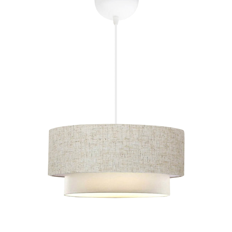 Φωτιστικό οροφής Sombre pakoworld ύφασμα σε γκρι με κρεμ χρώμα Φ30x15εκ Φωτιστικό οροφής Sombre pakoworld ύφασμα σε γκρι με κρεμ χρώμα Φ30x15εκ