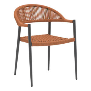 Πολυθρόνα Freiburg haroma αλουμίνιο μαύρο-σχοινί φυσικό-κεραμιδί