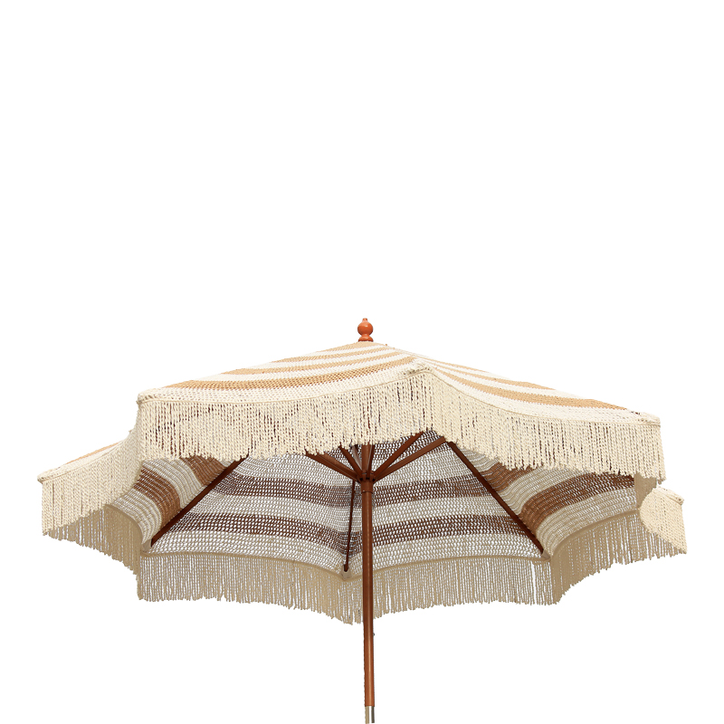 Ομπρέλα κήπου Brilie pakoworld ξύλο-μακραμέ Φ2.70x2.60 m καφέ-λευκό Ομπρέλα κήπου Brilie pakoworld ξύλο-μακραμέ Φ2.70x2.60 m καφέ-λευκό - Image 2