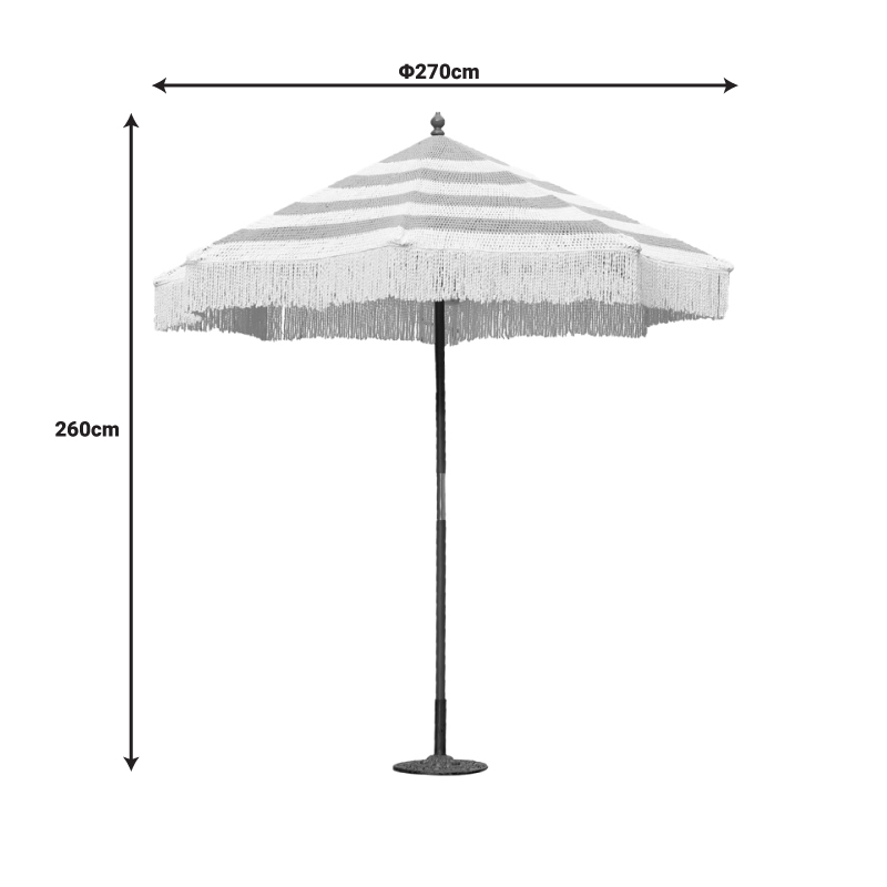 Ομπρέλα κήπου Brilie pakoworld ξύλο-μακραμέ Φ2.70x2.60 m καφέ-λευκό Ομπρέλα κήπου Brilie pakoworld ξύλο-μακραμέ Φ2.70x2.60 m καφέ-λευκό - Image 3
