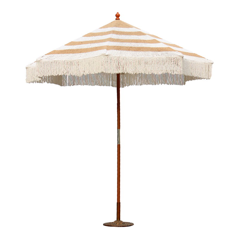 Ομπρέλα κήπου Brilie pakoworld ξύλο-μακραμέ Φ2.70x2.60 m καφέ-λευκό Ομπρέλα κήπου Brilie pakoworld ξύλο-μακραμέ Φ2.70x2.60 m καφέ-λευκό