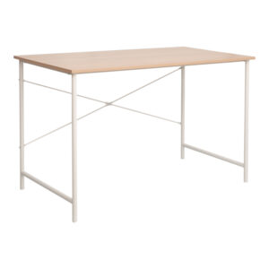 Γραφείο εργασίας Senzia haroma σε φυσική απόχρωση με λευκό μέταλλο 120x60x75εκ