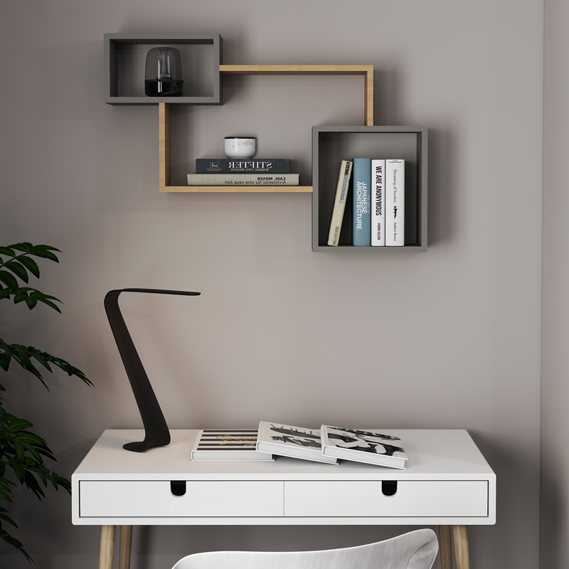 Ράφι τοίχου Beldra pakoworld σε φυσική με γκρι cement απόχρωση 84x15x57.8εκ Ράφι τοίχου Beldra pakoworld σε φυσική με γκρι cement απόχρωση 84x15x57.8εκ - Image 2