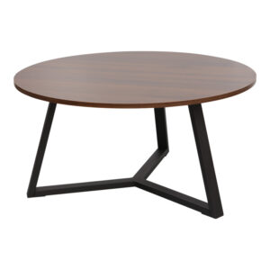 Τραπέζι σαλονιού Berton haroma σε καρυδί απόχρωση με μαύρο μέταλλο Φ80x40εκ