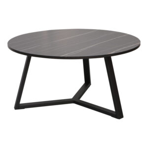 Τραπέζι σαλονιού Berton haroma σε όψη μαρμάρου με μαύρο μέταλλο Φ80x40εκ