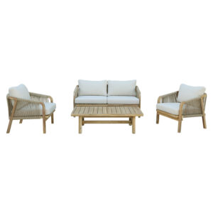 Σαλόνι κήπου Malibu haroma μασίφ ξύλο ακακίας-ύφασμα μπεζ