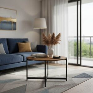 Τραπεζάκι σαλονιού Aisle haroma μελαμίνης καρυδί-μαύρο Φ80x45εκ