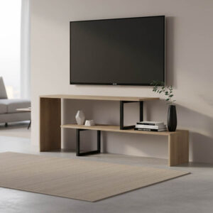 Έπιπλο τηλεόρασης Lilant haroma μελαμίνης sonoma-μαύρο μέταλλο 110-160x30x45εκ