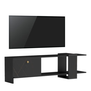 Έπιπλο τηλεόρασης Standi haroma σε μαύρο-μαύρο μαρμάρου απόχρωση 120x25x36.8εκ