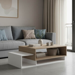 Τραπέζι σαλονιού Dekost haroma σε sonoma-λευκή απόχρωση 105x50x32εκ