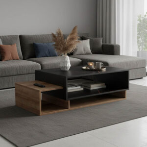 Τραπέζι σαλονιού Dekost haroma σε oak με μαύρο μαρμάρου απόχρωση 105x50x32εκ