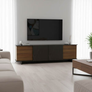 Έπιπλο τηλεόρασης Zafore  haroma καρυδί -  μαύρο μαρμάρου 180x33x50εκ