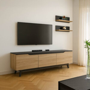 Σύνθετο σαλονιού Kasia haroma σε μαύρο μαρμάρου-sonoma απόχρωση 180x35x48.5εκ