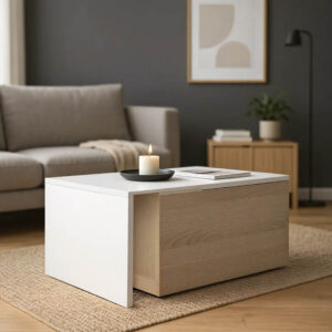 Τραπέζι σαλονιού Extera haroma επεκτεινόμενο σε λευκή-sonoma απόχρωση 100-160x50x45εκ