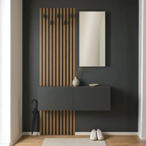 Έπιπλο εισόδου με καθρέπτη Arika haroma  σε oak-ανθρακί απόχρωση 100x37.1x199.5εκ