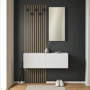 Έπιπλο εισόδου με καθρέπτη Arika haroma  σε λευκό-sonoma απόχρωση 100x37.1x199.5εκ