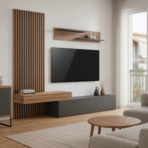 Σύνθετο σαλονιού Litende haroma σε ανθρακί-oak απόχρωση 249.4x42.2x199.5εκ