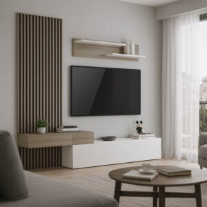 Σύνθετο σαλονιού Litende haroma σε λευκή-sonoma απόχρωση 249.4x42.2x199.5εκ