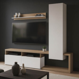 Σύνθετο σαλονιού Leganto haroma σε sonoma με λευκή απόχρωση 220.5x35x197.5εκ