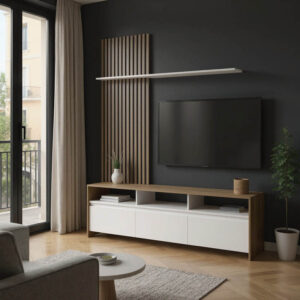 Σύνθετο σαλονιού Delfina haroma σε sonoma με λευκή απόχρωση 190x40x199.5εκ