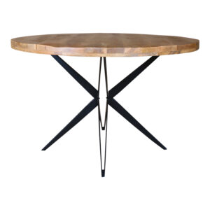 Τραπέζι Bocco Ι haroma ξύλο mango φυσικό 3εκ με μαύρα μεταλλικά πόδια Φ150x77εκ