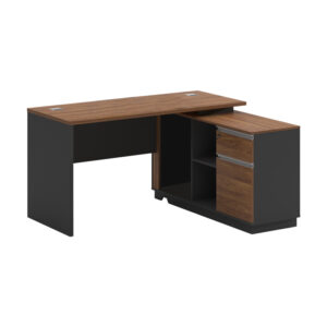 Γραφείο επαγγελματικό με δεξιά γωνία Oscar haroma μελαμίνη σε καρυδί-ανθρακί απόχρωση140x120x76εκ