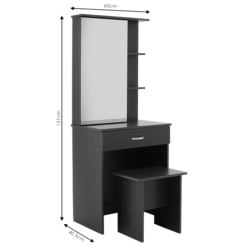 Τουαλέτα κρεβατοκάμαρας Zelia pakoworld με καθρέπτη και σκαμπό χρώμα λευκό 60x40.5x151εκ Τουαλέτα κρεβατοκάμαρας Zelia pakoworld με καθρέπτη και σκαμπό χρώμα λευκό 60x40.5x151εκ - Image 6