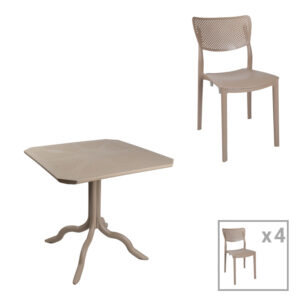 Τραπεζαρία Icon-Ignite haroma σετ 5τεμ PP σε cappuccino απόχρωση