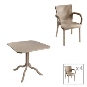 Τραπεζαρία Icon-Festive haroma σετ 5τεμ PP σε cappuccino απόχρωση