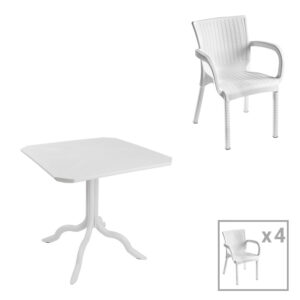 Τραπεζαρία Icon-Festive haroma σετ 5τεμ PP σε λευκή απόχρωση