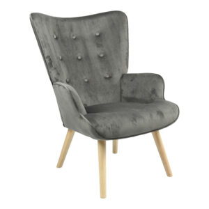 Πολυθρόνα Fluffy haroma βελούδο ανθρακί-φυσικό πόδι 75x69x96εκ