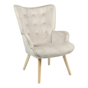 Πολυθρόνα Fluffy haroma βελούδο μπεζ-φυσικό πόδι 75x69x96εκ