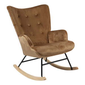 Κουνιστή πολυθρόνα Georgia haroma βελούδο ταμπά-φυσικό 75x71x95εκ