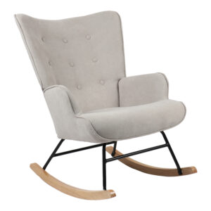 Κουνιστή πολυθρόνα Georgia haroma ύφασμα ανοιχτό γκρι-φυσικό 75x71x95εκ