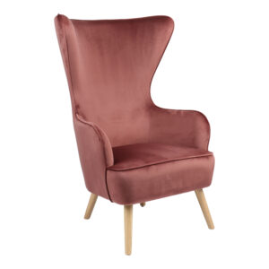 Μπερζέρα Byfon haroma σάπιο μήλο βελούδο-πόδι rubberwood σε φυσική απόχρωση 76x83x117εκ