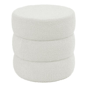 Σκαμπό-πουφ Kioto haroma μπουκλέ λευκό Φ40x40εκ