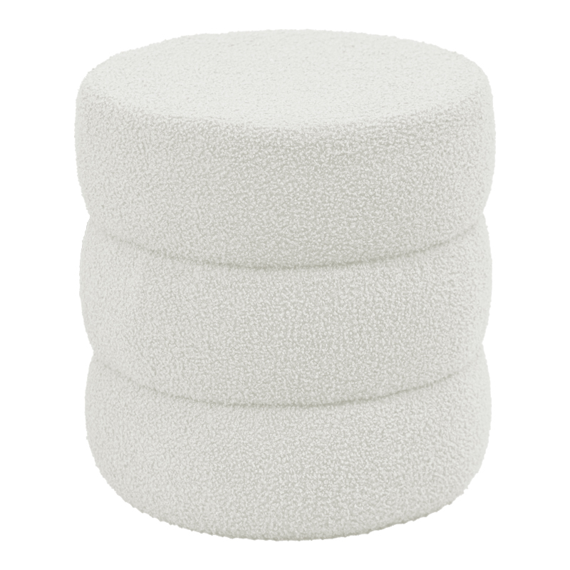 Σκαμπό-πουφ Kioto pakoworld μπουκλέ λευκό Φ40x40εκ Σκαμπό-πουφ Kioto pakoworld μπουκλέ λευκό Φ40x40εκ