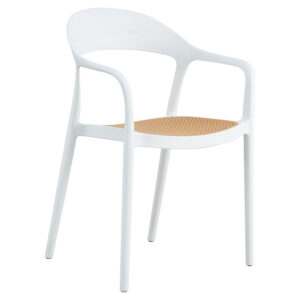 Πολυθρόνα Ember στοιβαζόμενη haroma με UV protection PP μπεζ- λευκό 52.5x56.5x81εκ.